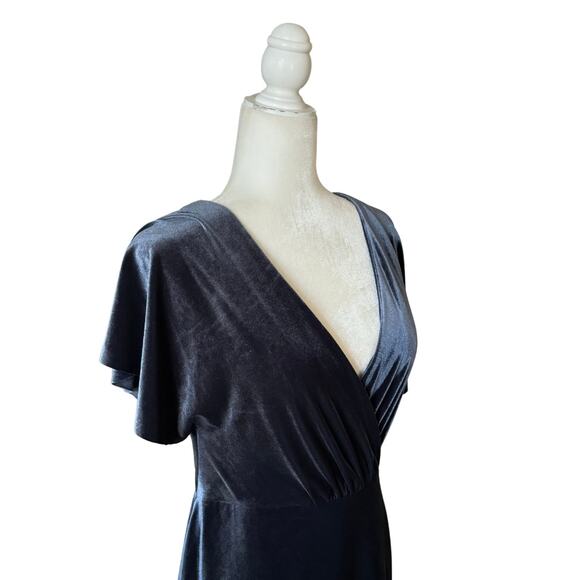 Jenny Yoo Ellis Velvet Maxi Dress Blue 10 NWT - Picture 4 of 10